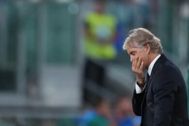 Roberto Mancini durante la partita di calcio della UEFA Nations League 2026/2027 tra Italia e Belgio allo Stadio Olimpico di Roma (Foto by Alfredo Falcone/LaPresse)
