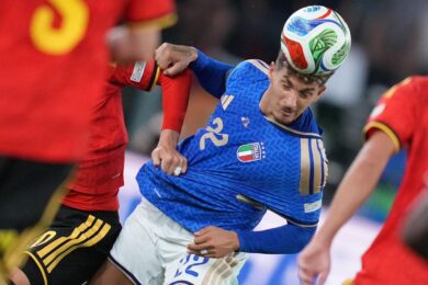 Giovanni Di Lorenzo durante la partita di calcio della UEFA Nations League 2026/2027 tra Italia e Belgio allo Stadio Olimpico di Roma (Foto by Alfredo Falcone/LaPresse)