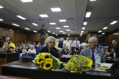 La madre di Giulio Paola Deffendi ed il padre Claudio Regeni in aula per la sentenza in tribunale di Roma ( Foto Cecilia Fabiano/ LaPresse)