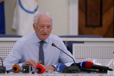 La conferenza stampa del presidente del Coni, Luciano Buonfiglio (Photo by Alfredo Falcone/LaPresse)