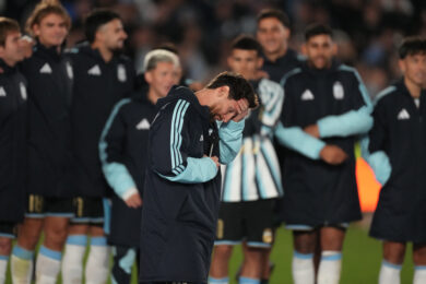 Lionel Messi allo stadio di Buenos Aires durante la partita amichevole tra Argentina e Benin, che segna la sua ultima apparizione con la nazionale della Selección (AP/Photo/Gustavo Garello)