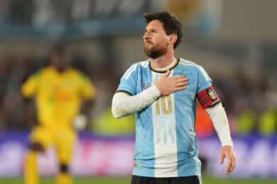 Lionel Messi allo stadio di Buenos Aires durante la partita amichevole tra Argentina e Benin, che segna la sua ultima apparizione con la nazionale della Selección (AP/Photo/Gustavo Garello)