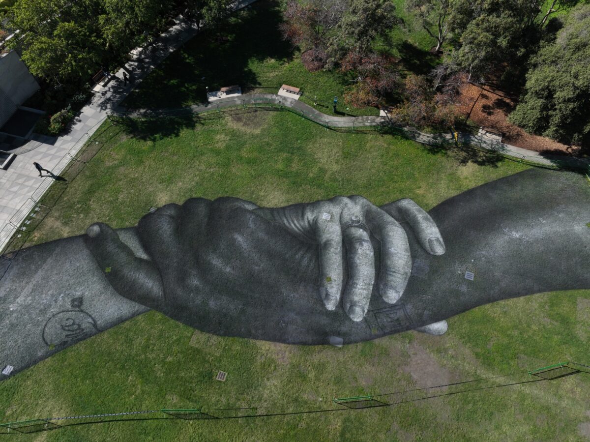 Il progetto Beyond Walls arriva a San Francisco: le foto dell’opera ‘dipinta’ sul prato