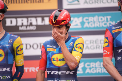 Ultima gara per l'italiano Jacopo Mosca (Lidl-Trek) durante la 110ª edizione del Gran Piemonte 2026, corsa in linea di 185 km da Asti a Bra, l'8 ottobre 2026 in Italia. (Foto di Marco Alpozzi/LaPresse)