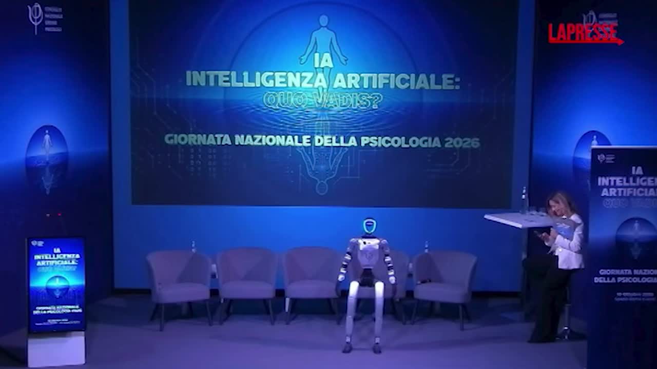 giornata nazionale della psicologia il robot umanoide sul palco non ho traumi infantili non sono mai stato un bambino da Lapresse.it giornata nazionale della psicologia il robot umanoide sul palco non ho traumi infantili non sono mai stato un bambino